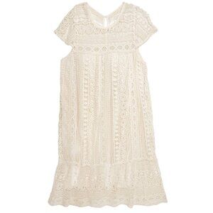 MAEVE ANTHROPOLOGIE CREAM CROCHET BOHO MINI DRESS ROMANTIC ETHEREAL MEDIUM